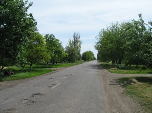 Gnadenfeld, southern main road looking east. Gnadenfeld, southern main road looking east.